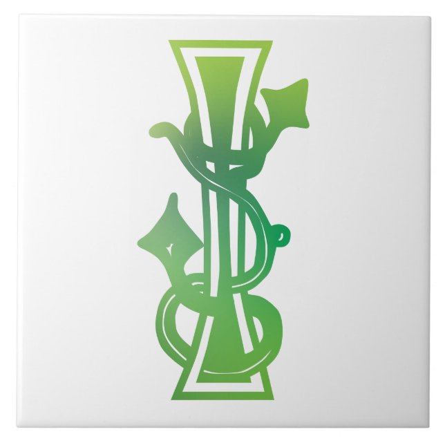 Medieval Botanical Decorative Capital I Tile (Front)