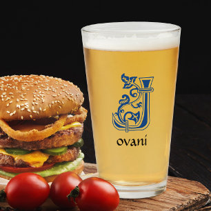 Medieval Botanical Decorative Capital J Glass