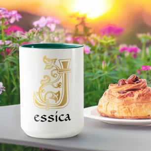 Medieval Botanical Decorative Capital J Mug