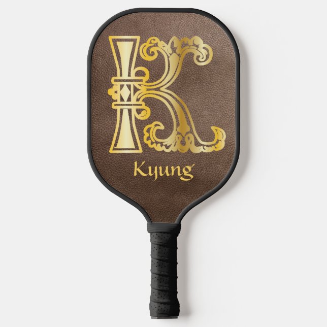 Medieval Botanical Decorative Capital K Pickleball Paddle (Front)