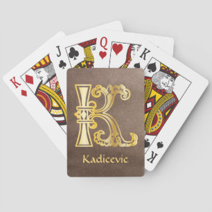Medieval Botanical Decorative Capital K Playing Cards
