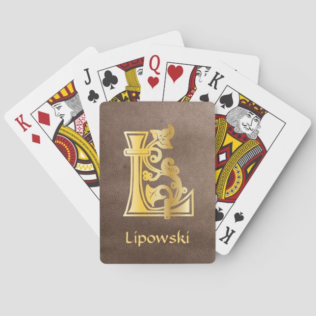 Medieval Botanical Decorative Capital L Playing Cards (Back)