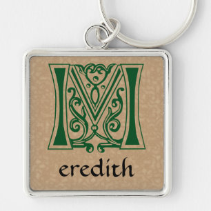 Medieval Botanical Decorative Capital M Keychain