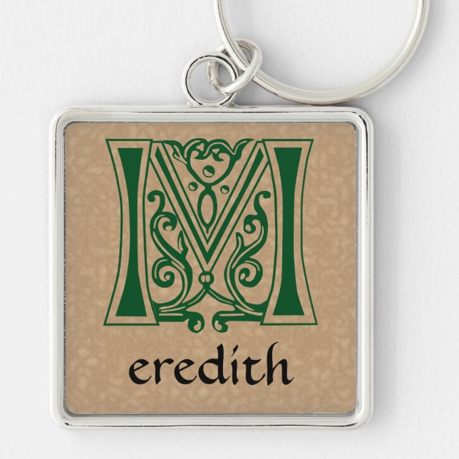 Medieval Botanical Decorative Capital M Keychain (Front)
