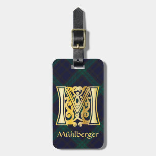 Medieval Botanical Decorative Capital M Luggage Tag