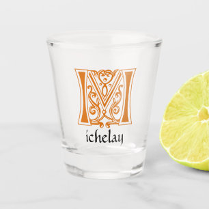 Medieval Botanical Decorative Capital M Shot Glass