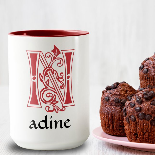Medieval Botanical Decorative Capital N Mug (Creator Uploaded)