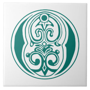 Medieval Botanical Decorative Capital O Tile