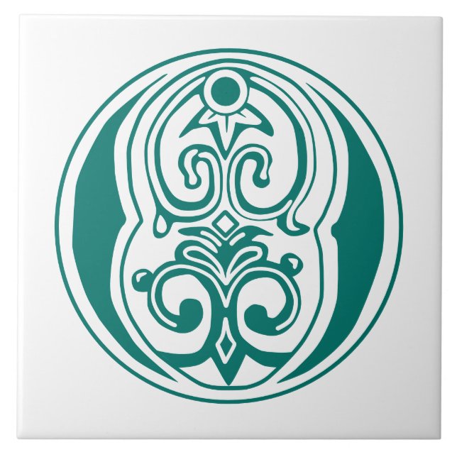 Medieval Botanical Decorative Capital O Tile (Front)