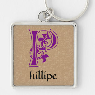 Medieval Botanical Decorative Capital P Keychain
