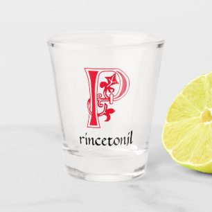 Medieval Botanical Decorative Capital P Shot Glass