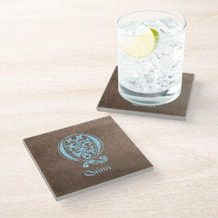 Medieval Botanical Decorative Capital Q Glass Coaster
