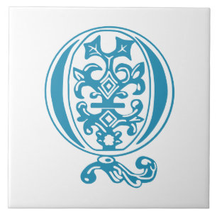 Medieval Botanical Decorative Capital Q Tile