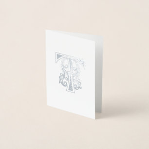 Medieval Botanical Decorative Capital T Foil Card