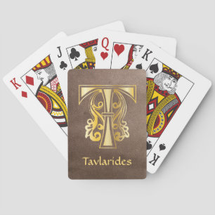 Medieval Botanical Decorative Capital T Playing Cards