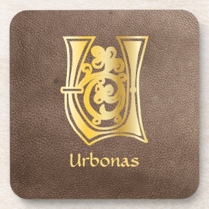 Medieval Botanical Decorative Capital U Coaster