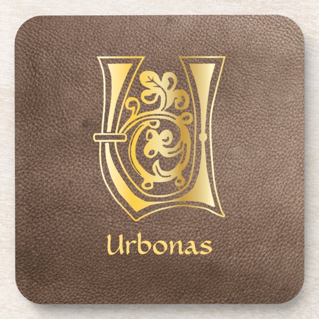 Medieval Botanical Decorative Capital U Coaster (Front)