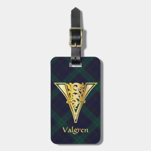 Medieval Botanical Decorative Capital V Luggage Tag