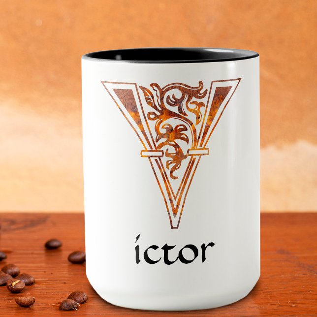 Medieval Botanical Decorative Capital V Mug (Creator Uploaded)