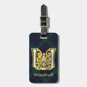 Medieval Botanical Decorative Capital W Luggage Tag