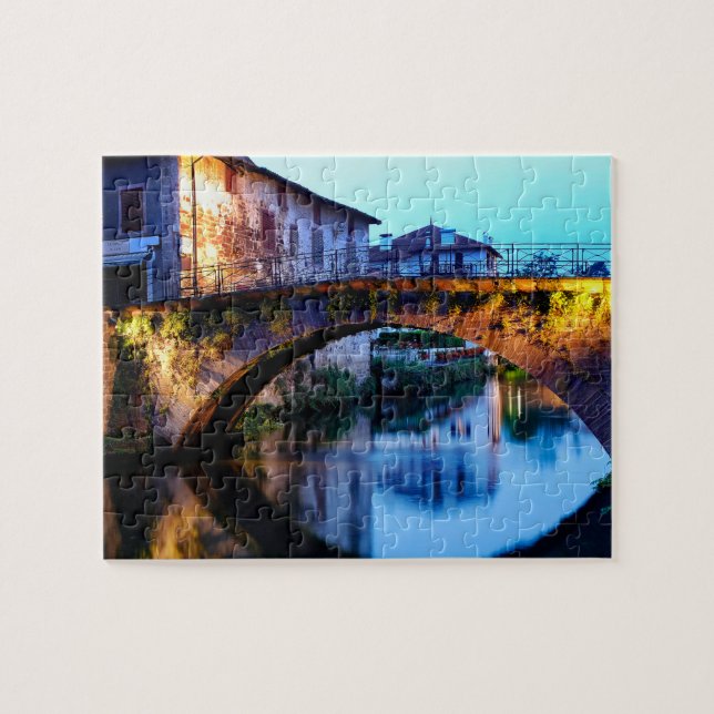 Medieval bridge in Saint-Jean-Pied-de-Port Jigsaw Puzzle (Horizontal)