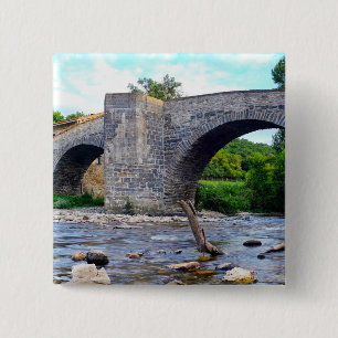 Medieval bridge in Zubiri 2 Inch Square Button