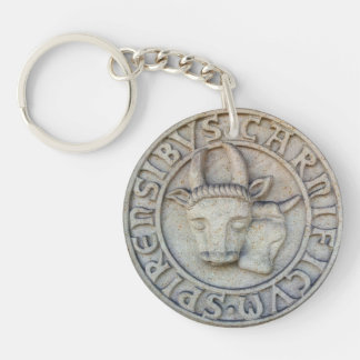Medieval butcher relief with cow and bull keychain