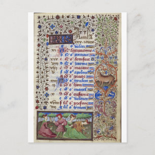 Medieval calendar: April Postcard