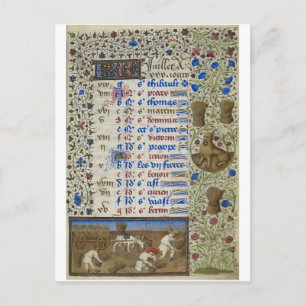 Medieval calendar: July Postcard