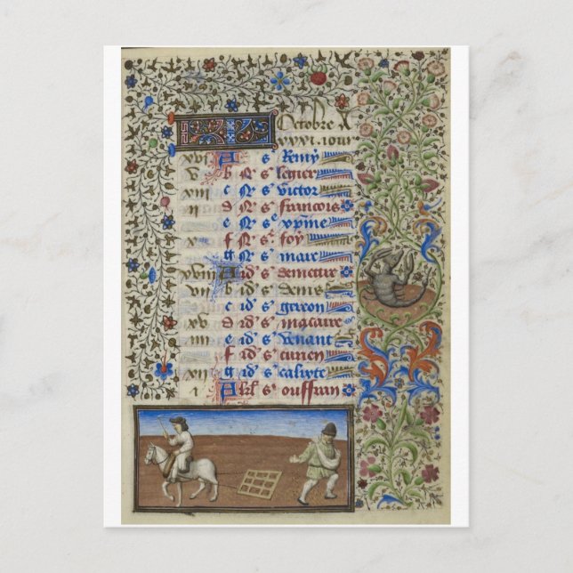 Medieval calendar: October Postcard (Front)
