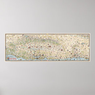 Medieval California Map Poster