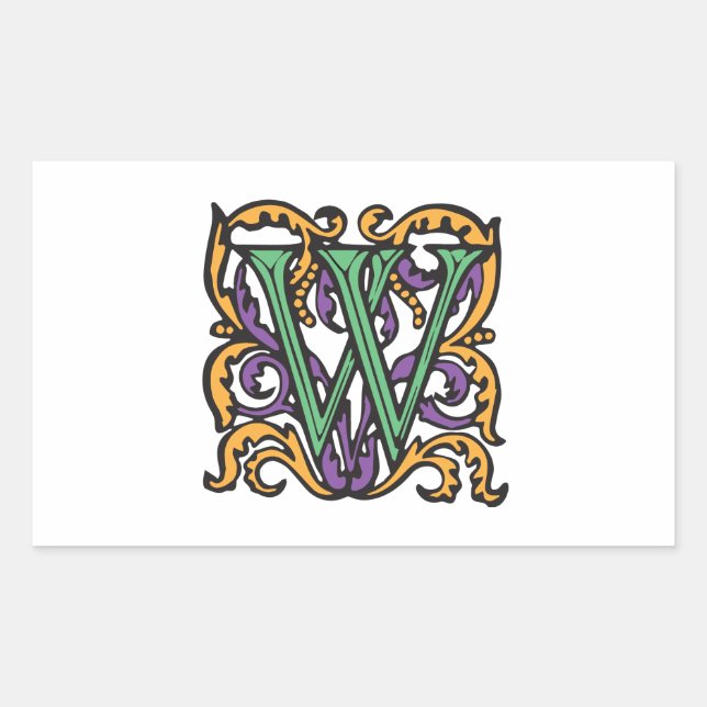 Medieval Calligraphy Elegant Letter W Sticker (Front)