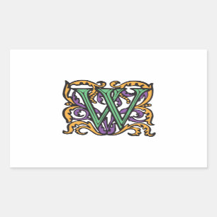 Medieval Calligraphy Elegant Letter W Sticker
