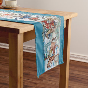 Medieval Canterbury Tales Mural Short Table Runner