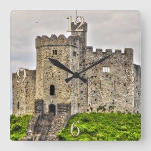 Medieval Cardiff Castle Inner Keep, Wales, UK Square Wall Clock