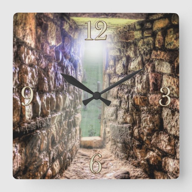 Medieval Cardiff Castle Window, Wales, UK Square Wall Clock (Front)