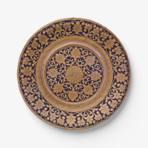 Medieval Carved Wood Print Paper Plate