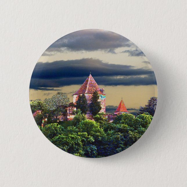 medieval castle 2 inch round button (Front)