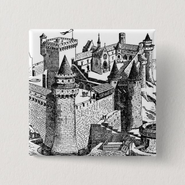Medieval Castle 2 Inch Square Button (Front)