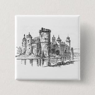 Medieval Castle 2 Inch Square Button