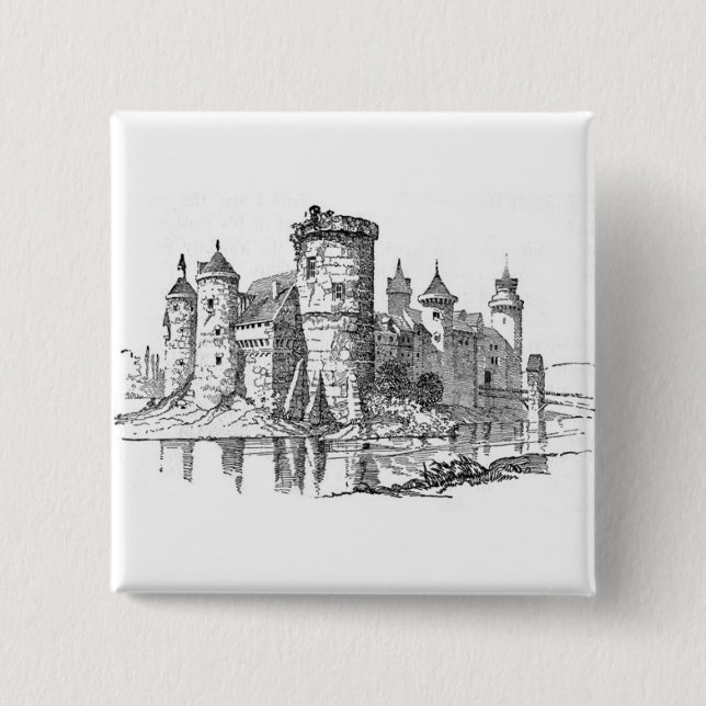 Medieval Castle 2 Inch Square Button (Front)