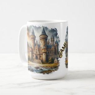 Medieval Castle at Sunset with Atmospheric Skies Coffee Mug