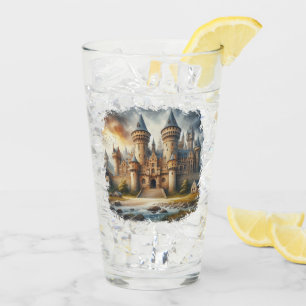 Medieval Castle at Sunset with Atmospheric Skies Glass