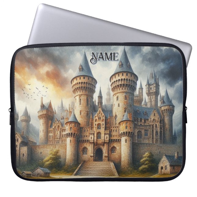 Medieval Castle at Sunset with Atmospheric Skies Laptop Sleeve (Front)