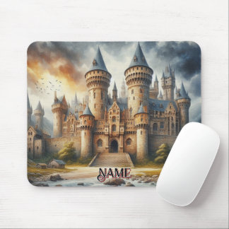 Medieval Castle at Sunset with Atmospheric Skies Mouse Pad