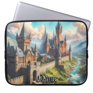 Medieval Castle in a Mountain Valley Landscape Laptop Sleeve