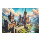 Medieval Castle in a Mountain Valley Landscape