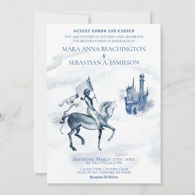 *~* Medieval Castle Knight on Horse Wedding Invitation (Front)