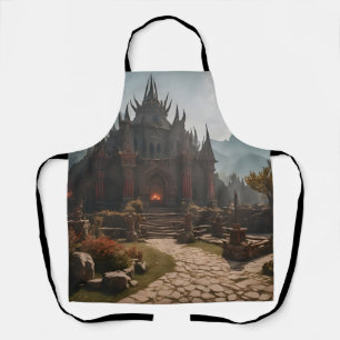 Medieval Castle Mountain Landscape Apron