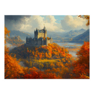 Medieval Castle on a Hill Poster